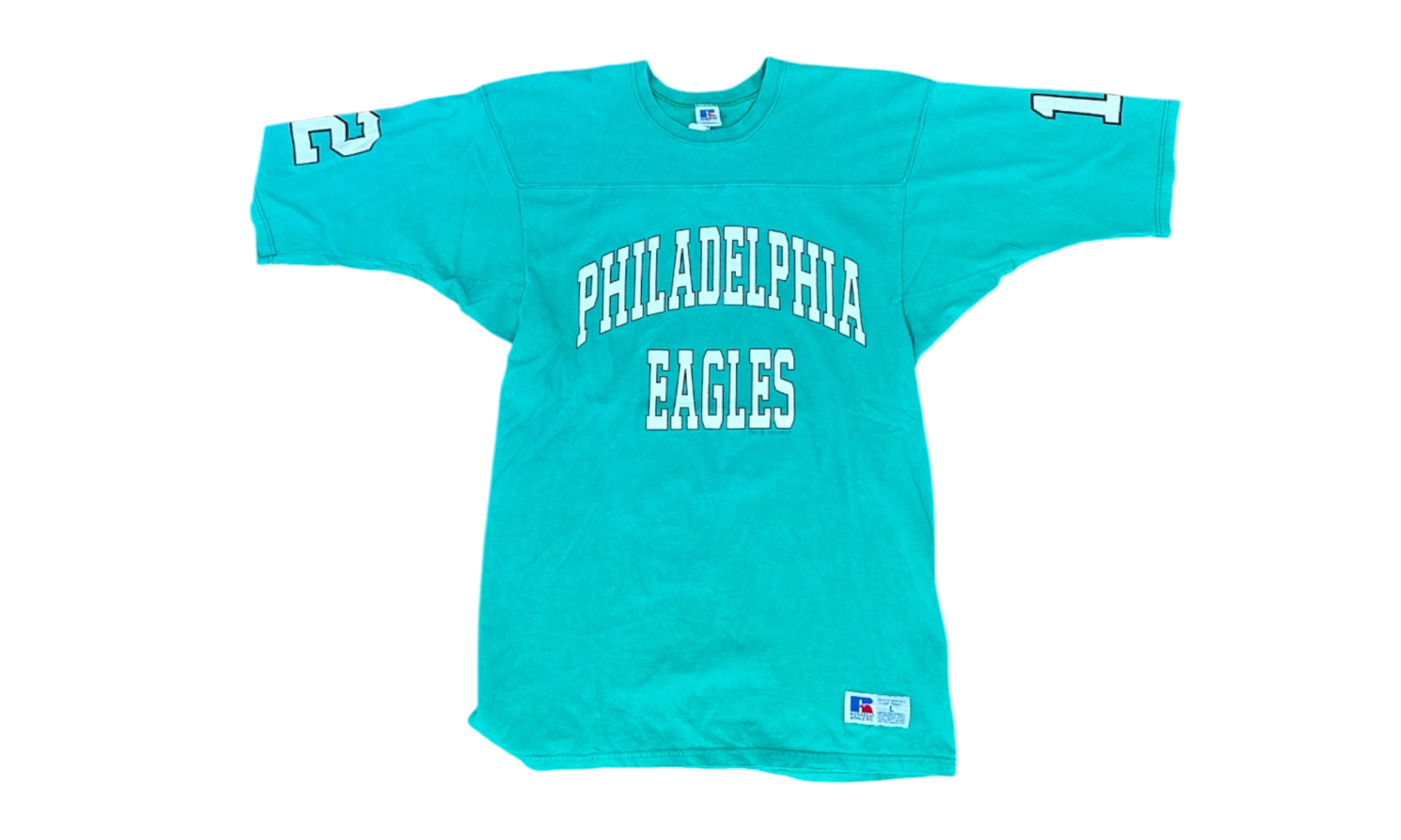 1993 Eagles Kelly Green Arch #12 Russell Athletic Tee (PreOwned)-Bullseye Sneaker Boutique