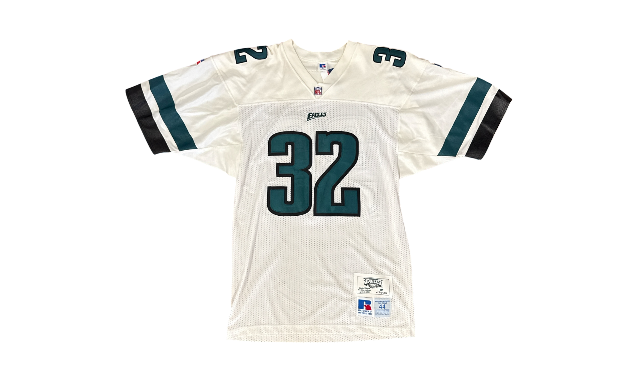1996 Ricky Watters Eagles White Russell Authentic Jersey (PreOwned)-Bullseye Sneaker Boutique