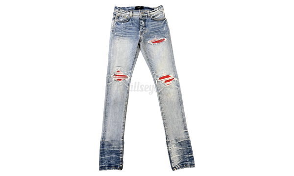 Amiri MX1 Lunar Year Red Suede Patch Light Indigo Jeans-This shoe is perfect all around