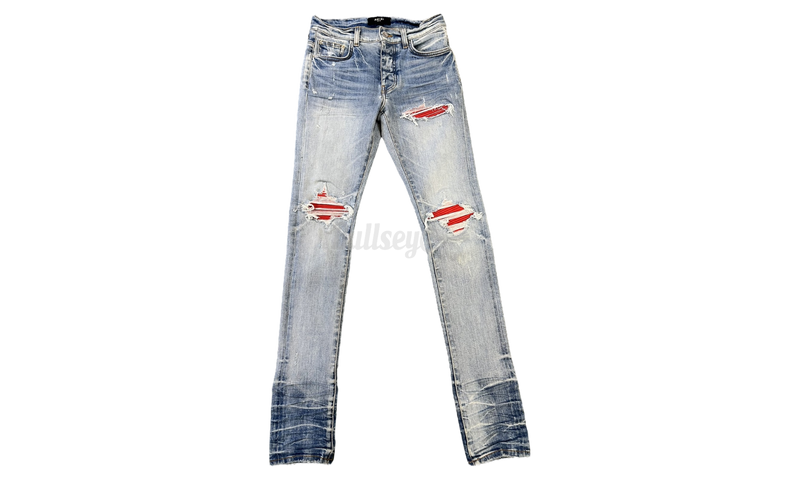 Amiri MX1 Lunar Year Red Suede Patch Light Indigo Jeans-Bullseye Olivia Sneaker Boutique