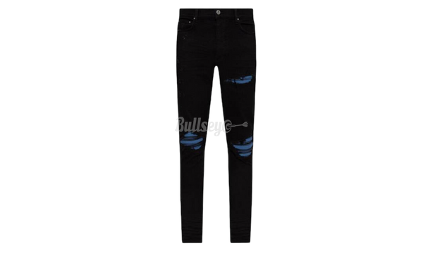 Amiri MX1 Ultra Suede Distressed Black Blue Patch Jeans-Urlfreeze Sneakers Sale Online
