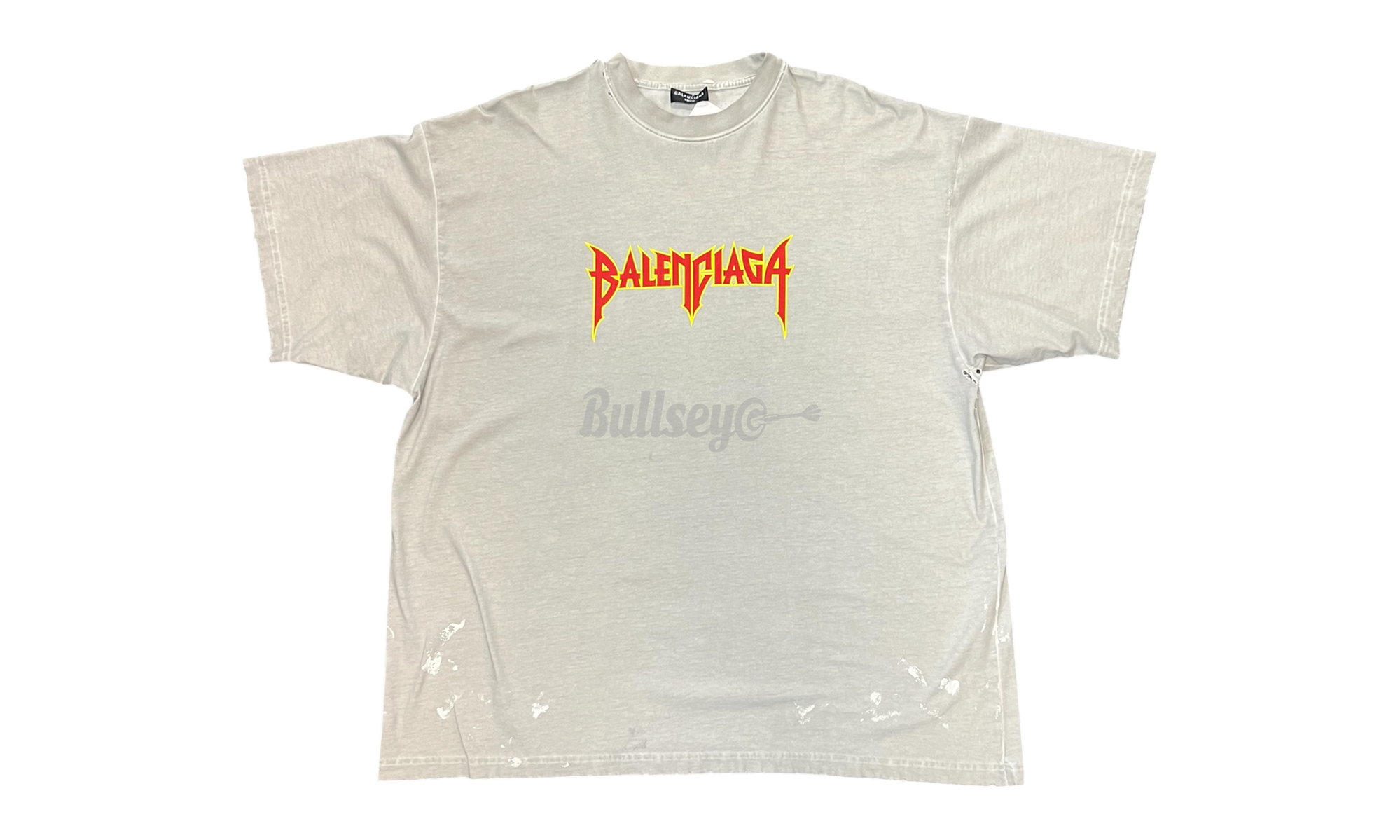 Balenciaga Metal Logo Distressed Grey T-Shirt (PreOwned)-Bullseye Sneaker Boutique