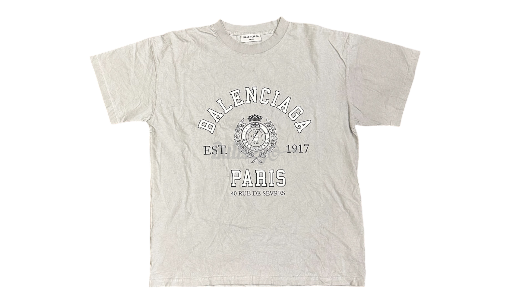 Balenciaga Paris Varsity Crest Grey T-Shirt-Bullseye Sneaker Boutique
