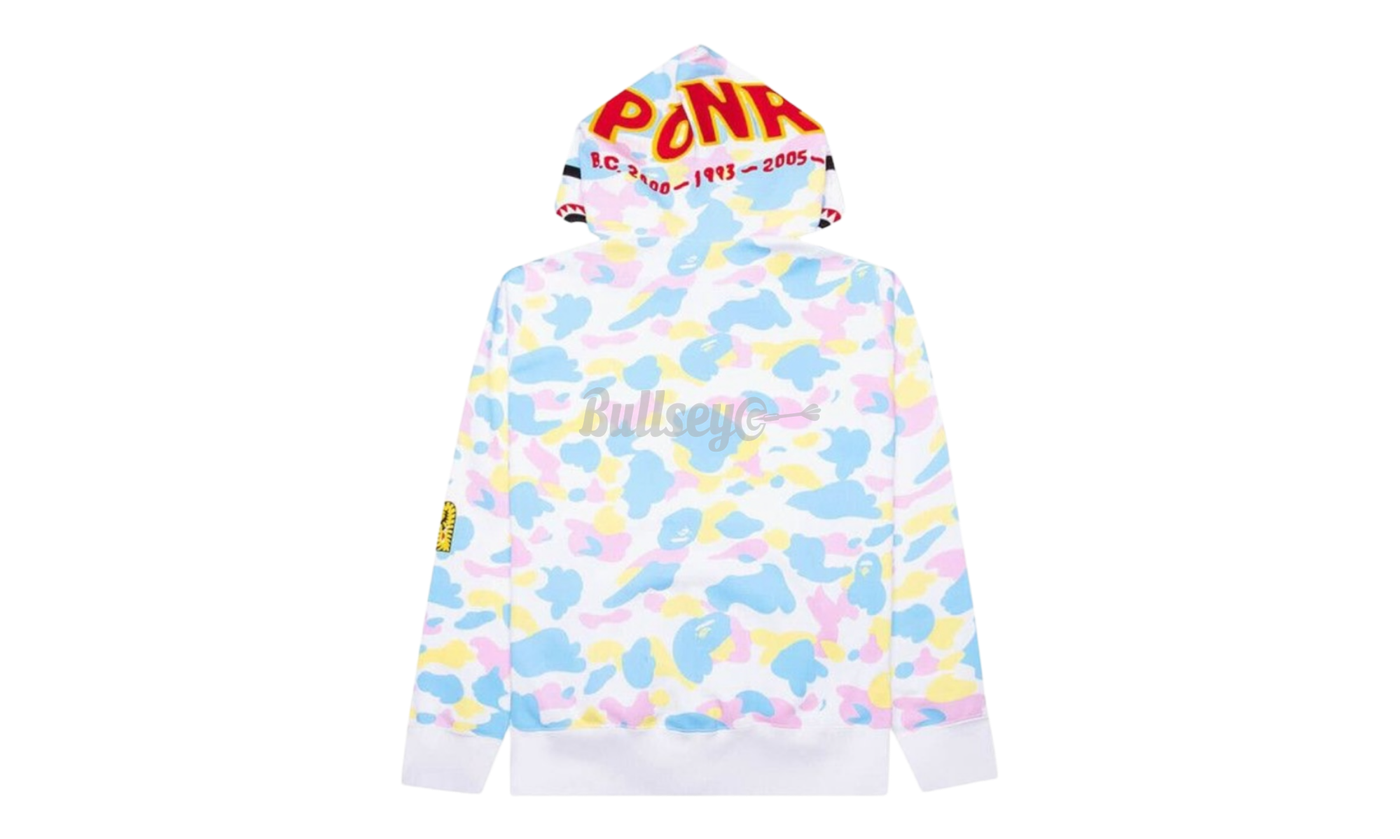 Bape Multi Camo 2nd Shark Full Zip-Up White Hoodie