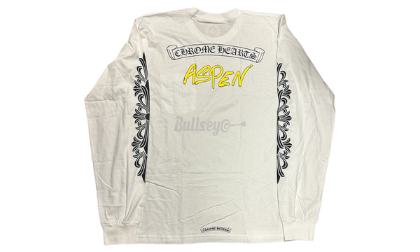 Chrome Hearts Aspen Scroll Logo White Longsleeve T-Shirt-Bullseye Sneaker Racer Boutique