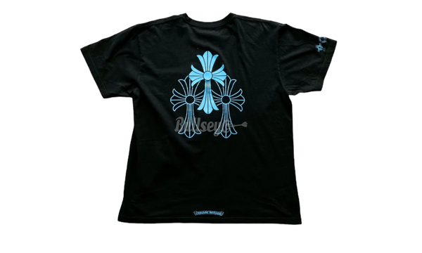 Chrome Hearts Black Blue Triple Cross T-Shirt-Is the Ultimate Horse Girl in Western Boots and Neon Cow-Print for Wyoming Birthday Party