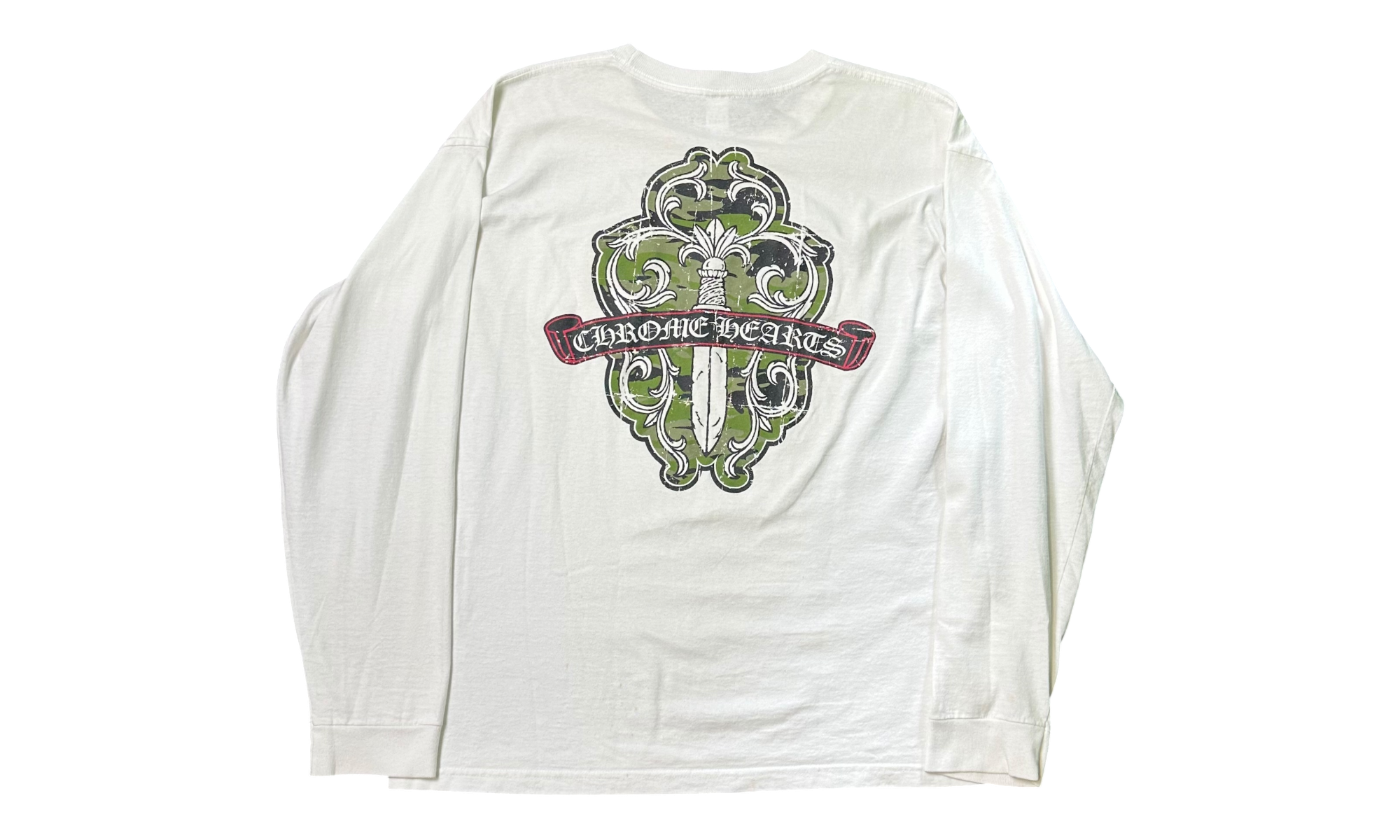 Chrome Hearts Dagger Vintage White Longsleeve T-Shirt (PreOwned)-Bullseye Sneaker Boutique