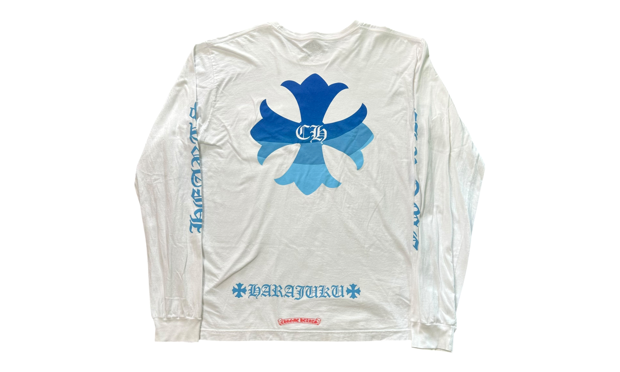 Chrome Hearts Harajuku Exclusive White/ Blue Longsleeve T-Shirt (PreOwned)-Bullseye Sneaker Boutique