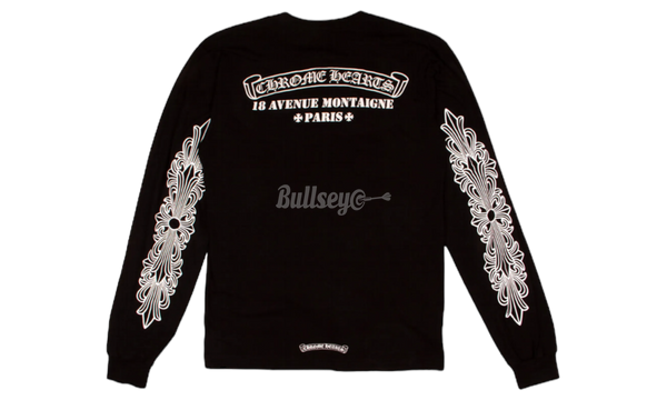 Chrome Hearts Horseshoe Paris Scroll Black Longsleeve T-Shirt-New Balance CT30 Dark Blue White Skate Shoes CT30MC2