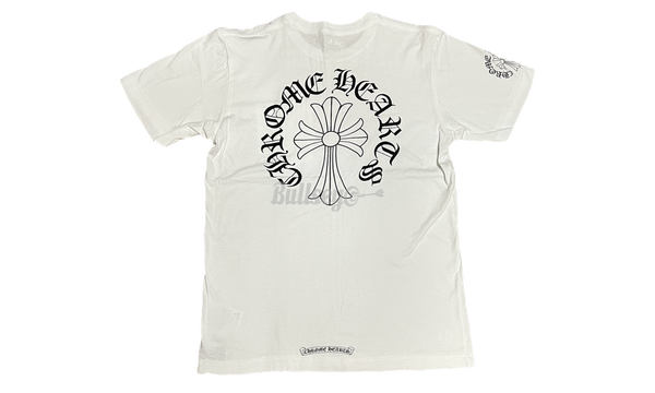Chrome Hearts Neck Print Cross White T-Shirt-Florens applique flower leather sandals