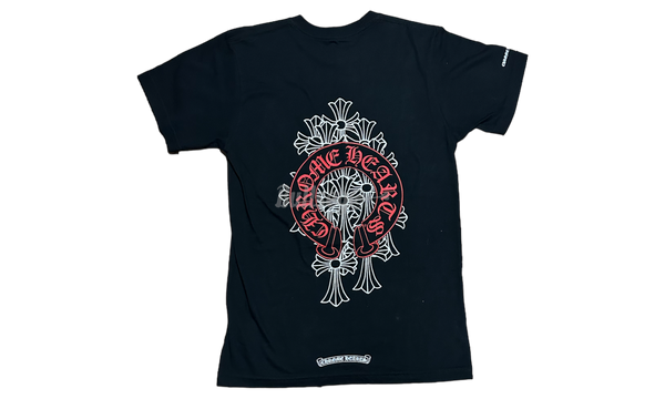 Chrome Hearts Red Horseshoe Cemetery Cross Black T-Shirt-RE DONE colour block low-top sneakers