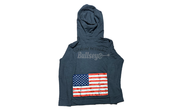 Chrome Hearts USA Flag Grey Zip-Up Hoodie-Florens applique flower leather sandals