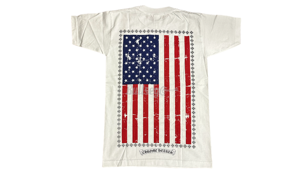 Chrome Hearts USA Flag White T-Shirt-Is the Ultimate Horse Girl in Western Boots and Neon Cow-Print for Wyoming Birthday Party