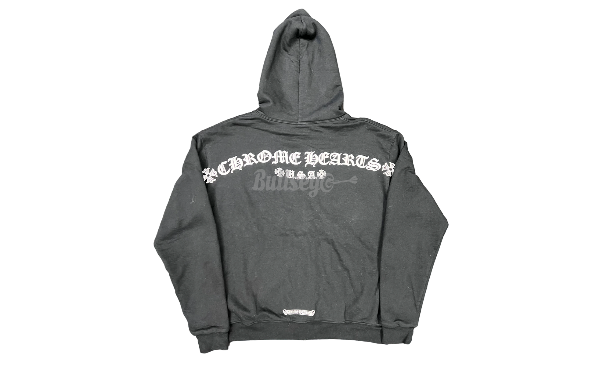 Chrome Hearts USA Shoulder T-Bar Logo Black Thermal Zip-Up Hoodie (PreOwned)-Diesel Kids panelled sweatshirt