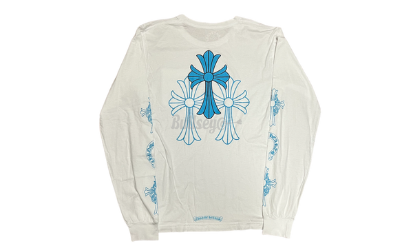 Chrome Hearts White Blue Triple Cross Longsleeve T-Shirt (PreOwned)-Bullseye Sneaker Boutique