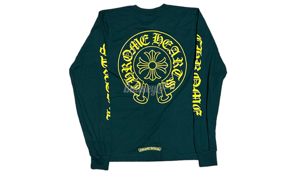 Chrome Hearts Yellow Horseshoe Green Longsleeve T-Shirt-Is the Ultimate Horse Girl in Western Boots and Neon Cow-Print for Wyoming Birthday Party