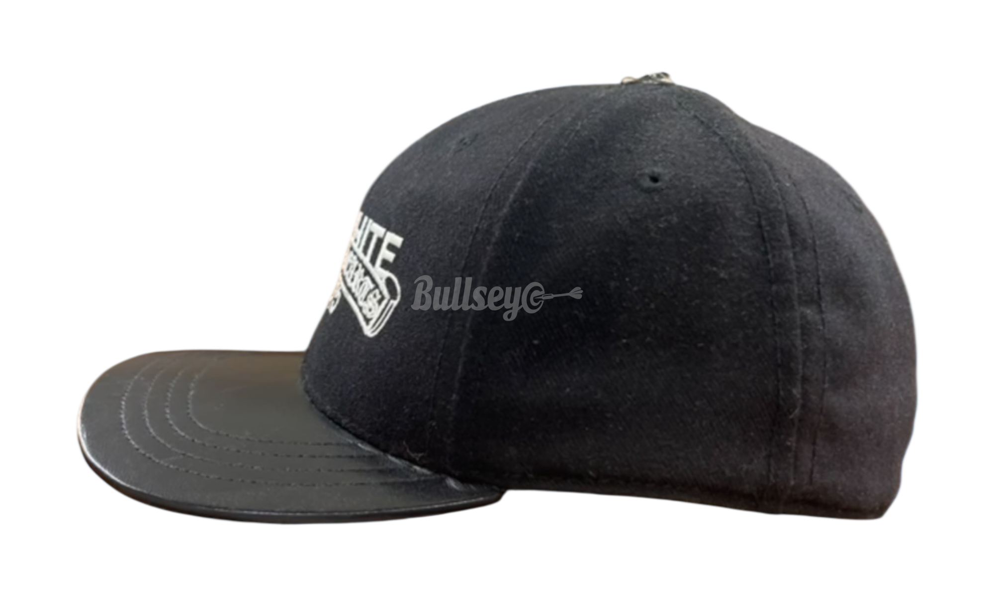 Chrome Hearts x Off-White Black Leather Brim Scroll Silver Fitted Hat (Preowned)