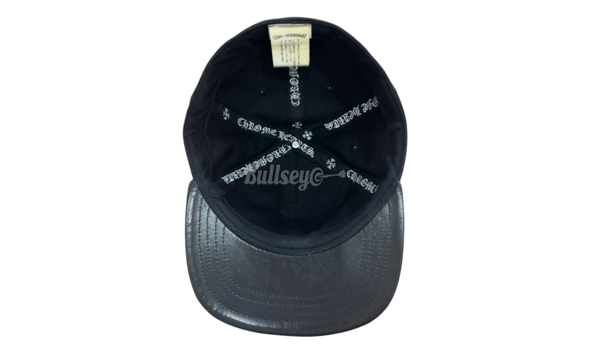 Chrome Hearts x Off-White Black Leather Brim Scroll Silver Fitted Hat (Preowned)