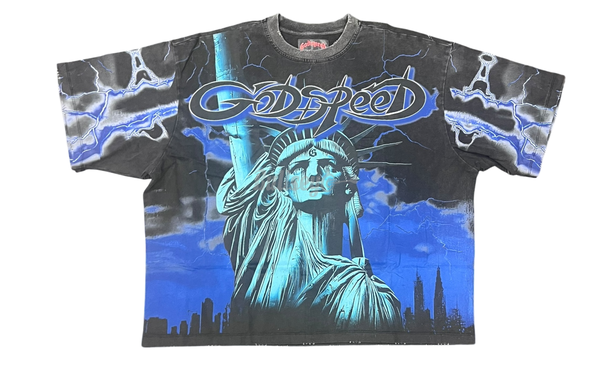 Godspeed Blue Voltage Washed Black T-Shirt-Bullseye Sneaker Boutique