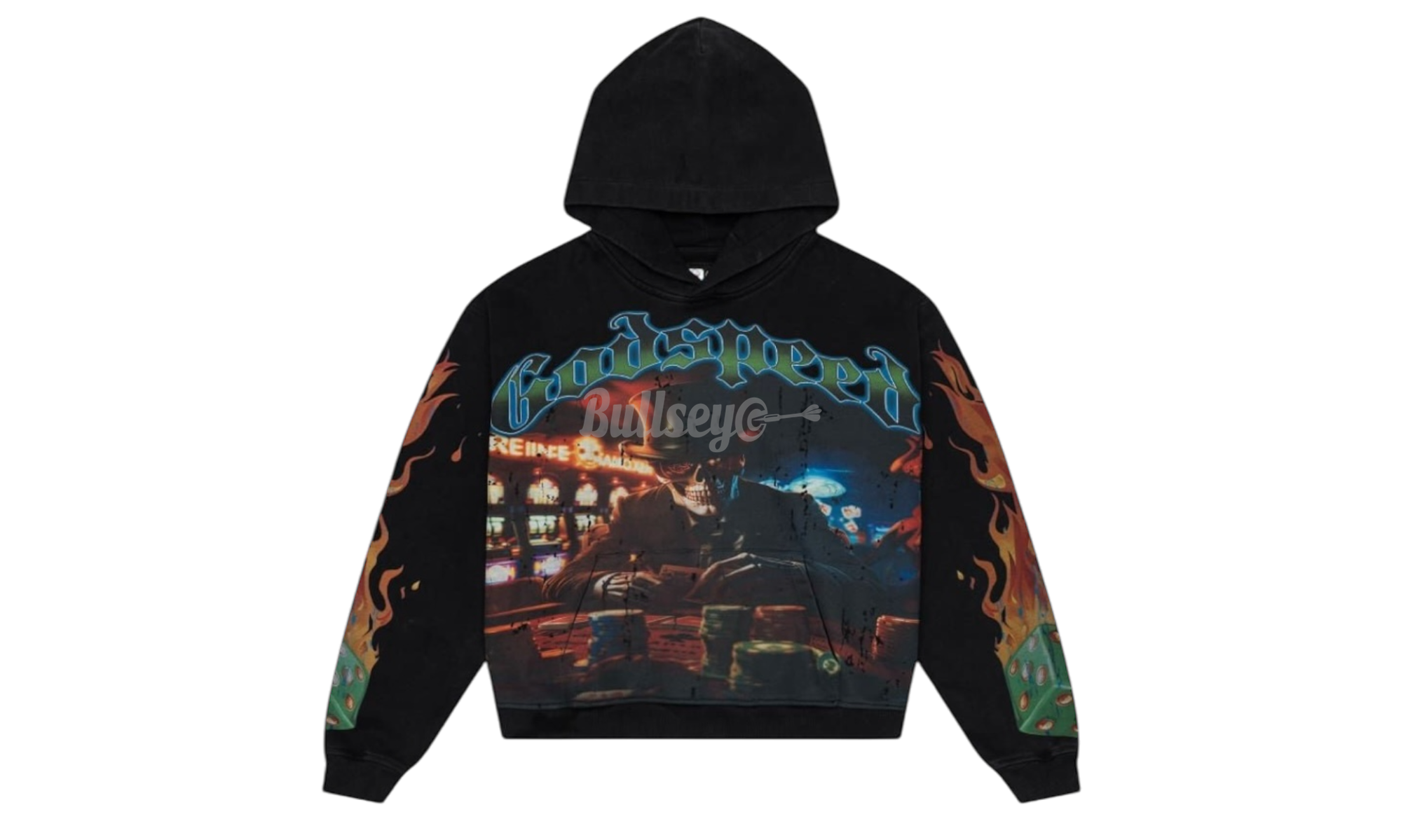 Godspeed Life's A Gamble Washed Black Hoodie (PreOwned)-Bullseye Sneaker Boutique