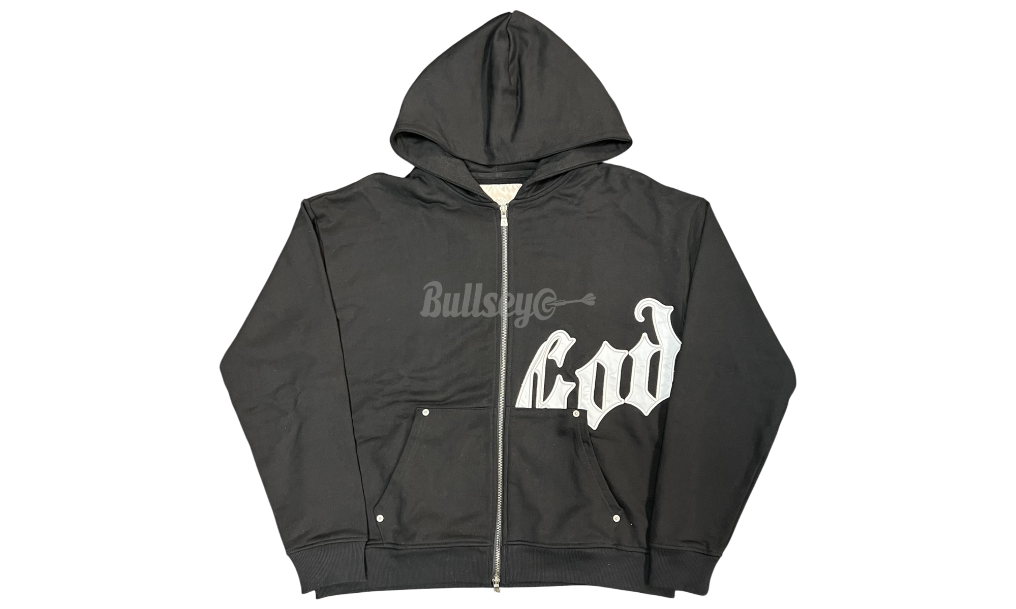 Godspeed OG Logo Washed Black/Silver Satin Zip-Up Hoodie (PreOwned)-Rs-flyfishing Sneakers Sale Online