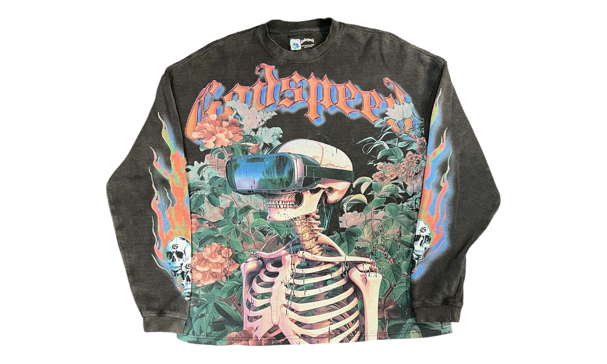 Godspeed Vision Flowers Grey Wash Longsleeve T-Shirt (PreOwned)-Bullseye Sneaker Boutique