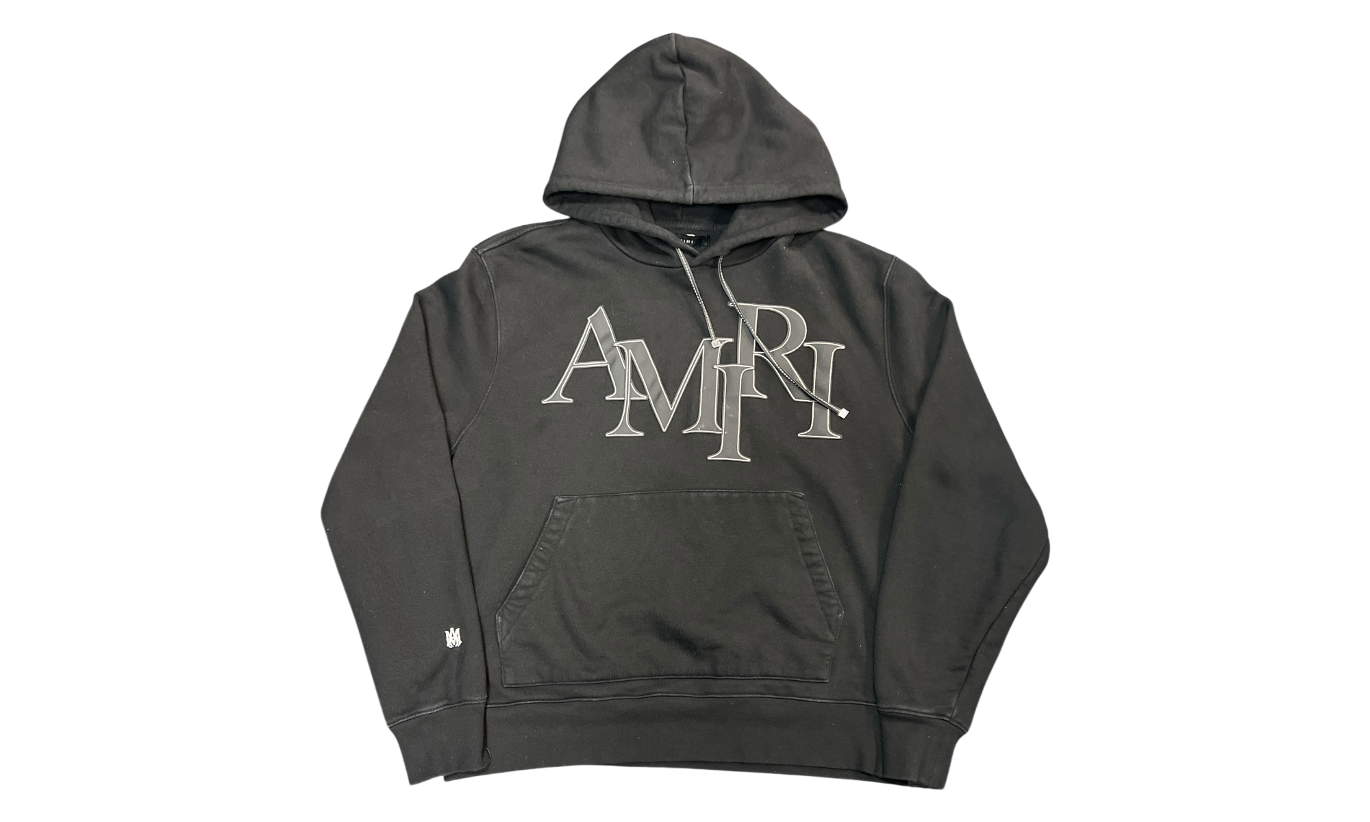 Amiri Staggered Logo Black Hoodie (PreOwned)