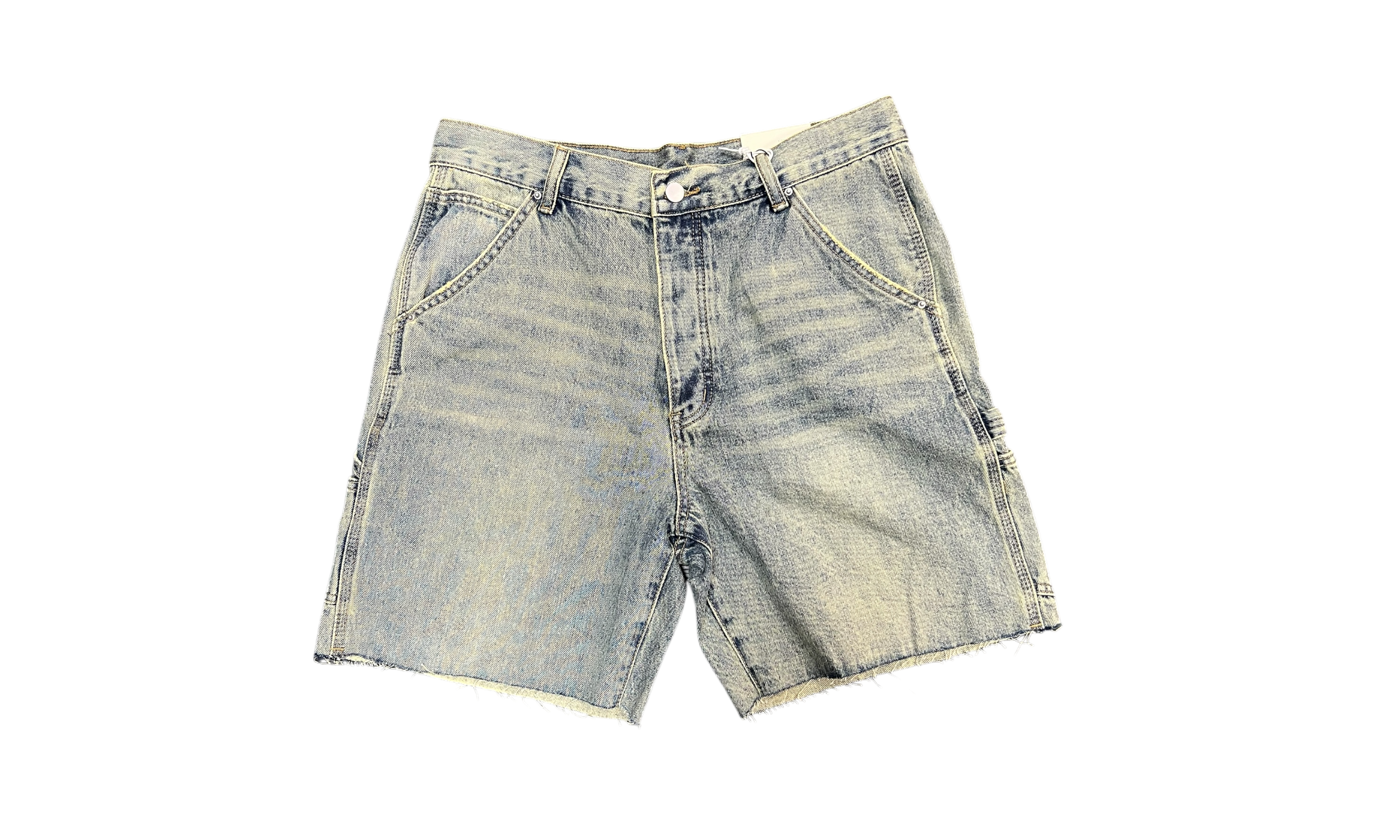 MNML Blue Frayed Washed Indigo Denim Shorts-Bullseye Sneaker Boutique