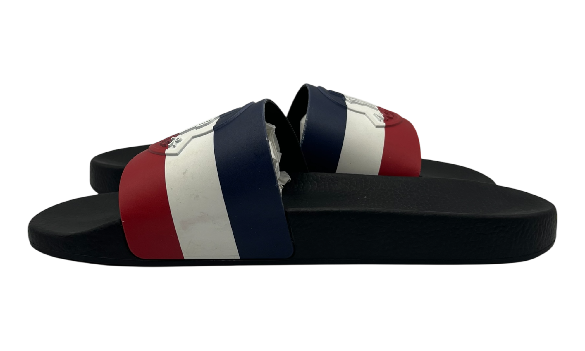 Moncler Basile Pool Slides "Black TriColour" (PreOwned)