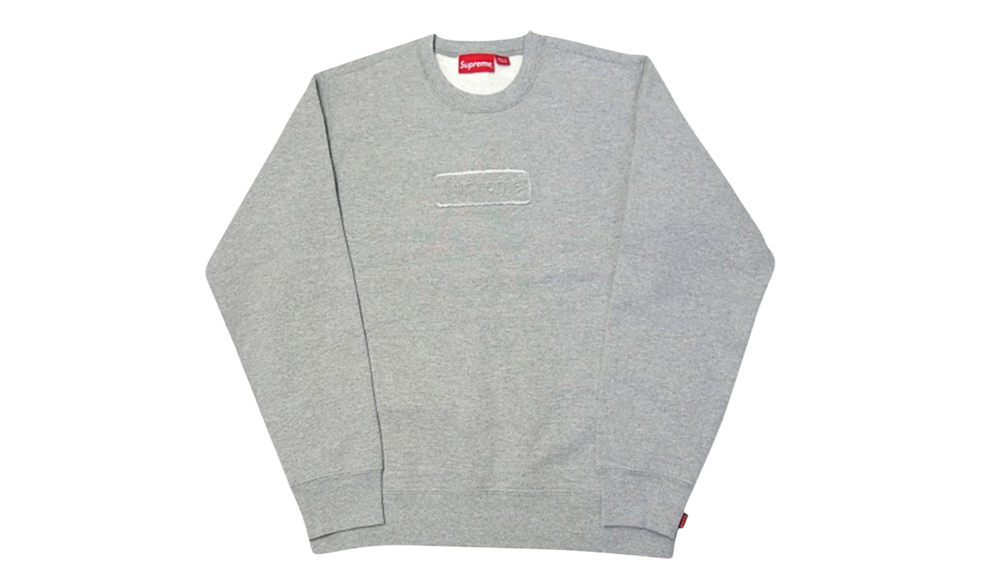 Supreme Cutout Box Logo Grey Crewneck-Bullseye Sneaker Boutique