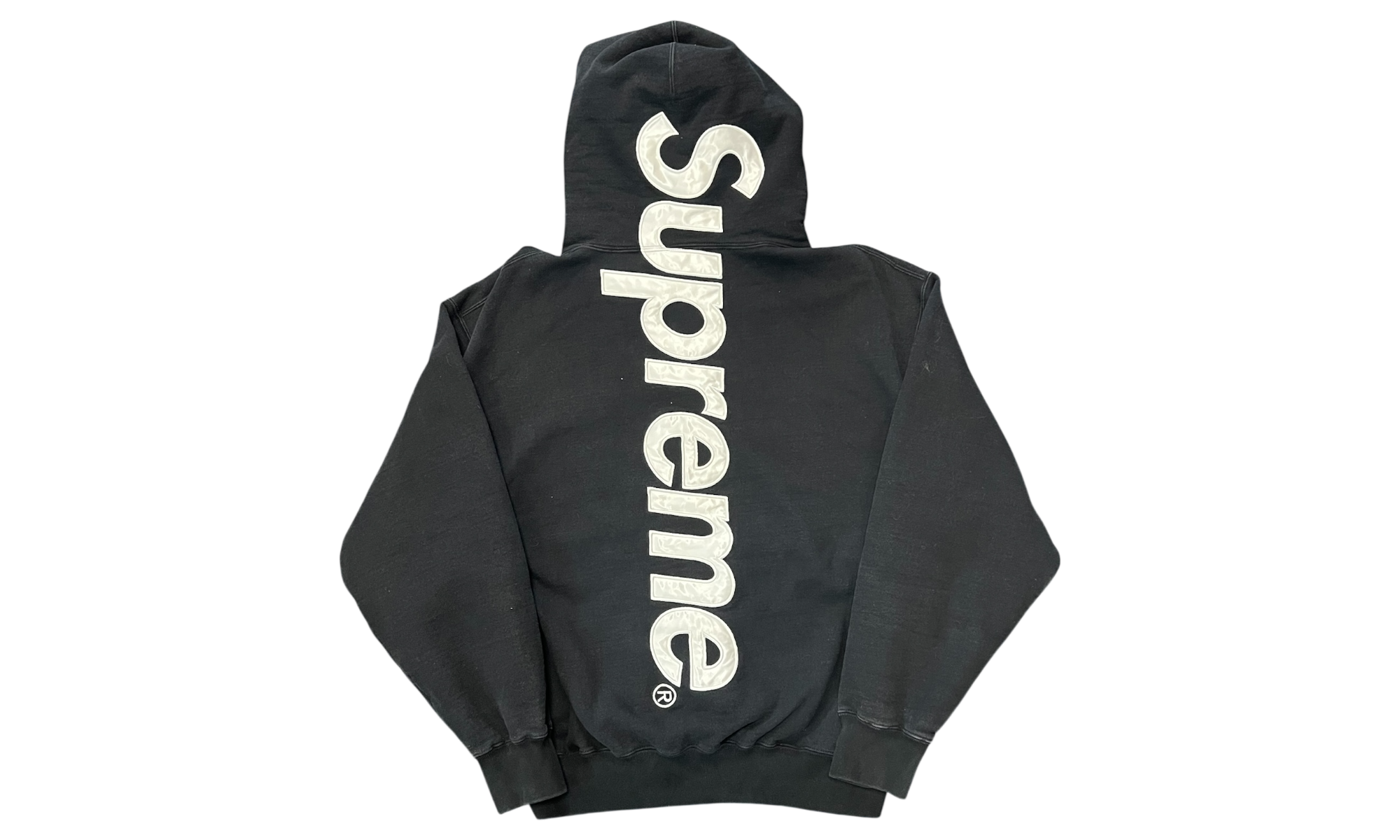 Supreme Satin Applique Black Hoodie (PreOwned)-Bullseye Sneaker Boutique