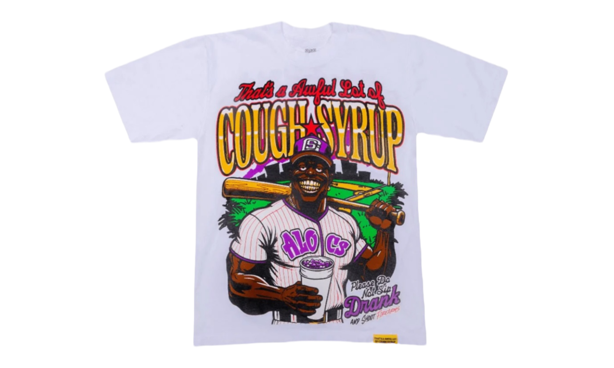 That's A Awful Lot Of Cough Syrup Baseball White T-Shirt (PreOwned)-Bullseye Sneaker Boutique