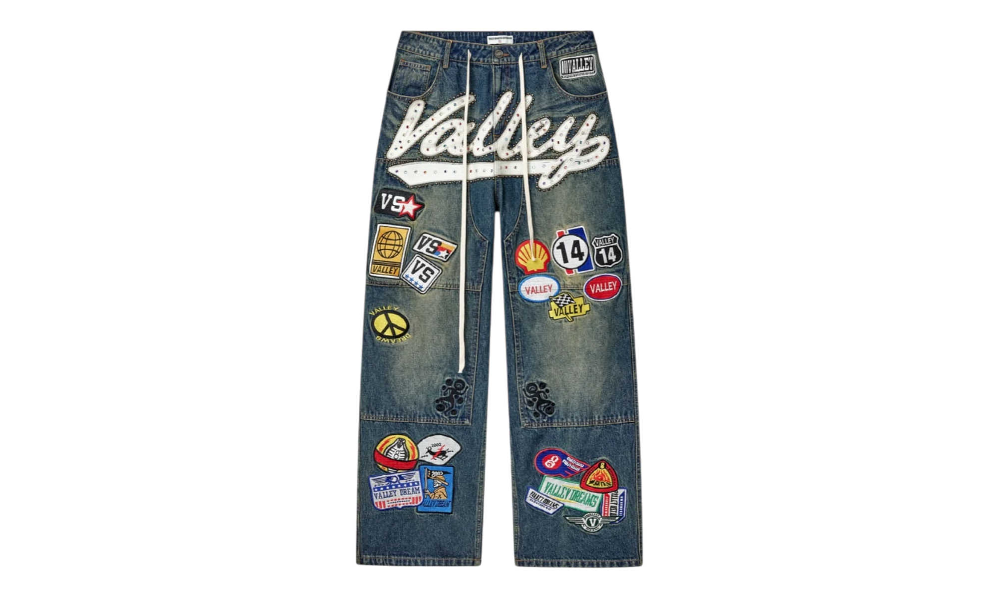 Vale Forever 1980s Blue Denim Carpenter Pants-Bullseye Sneaker Boutique
