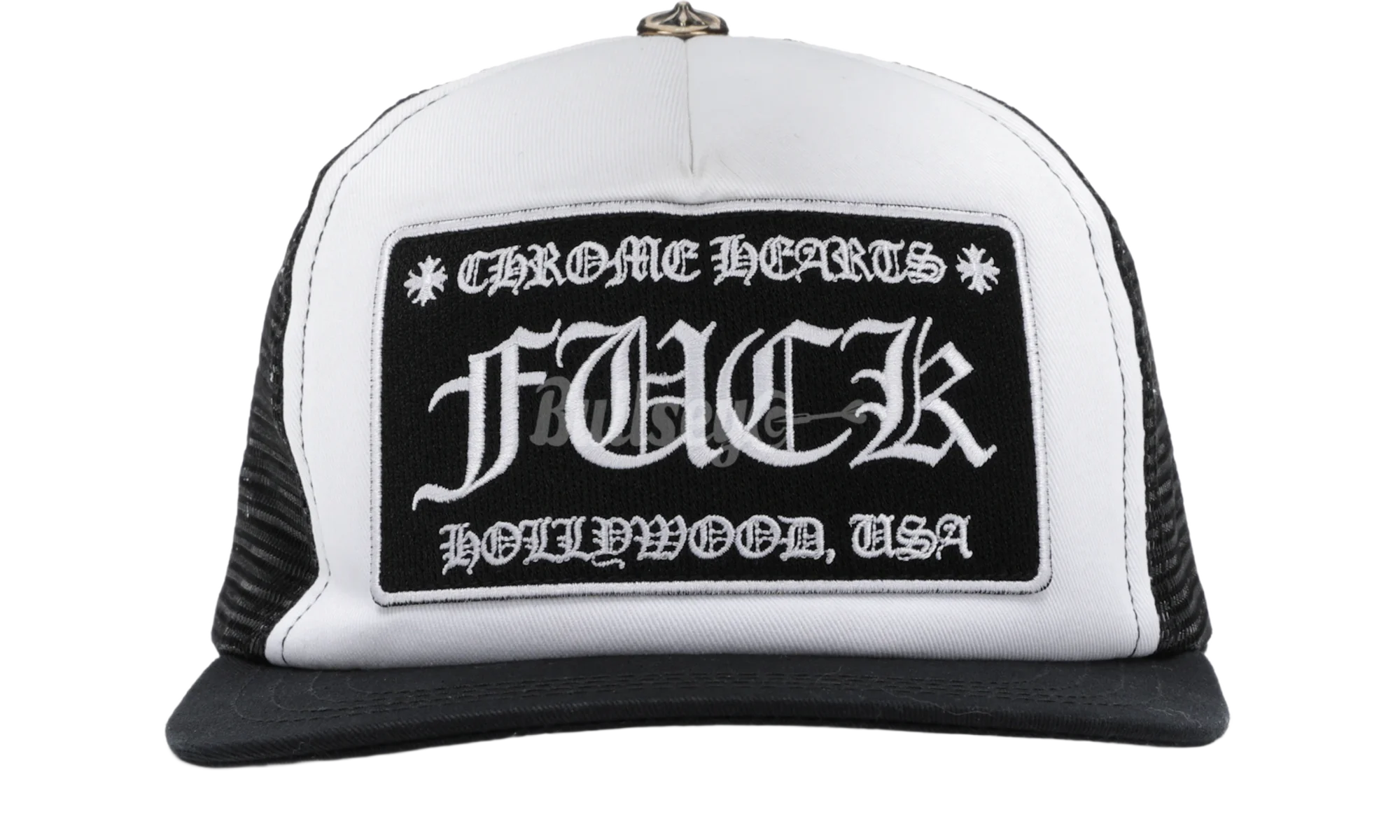 Chrome Hearts FUCK Hollywood Trucker Hat Black/White