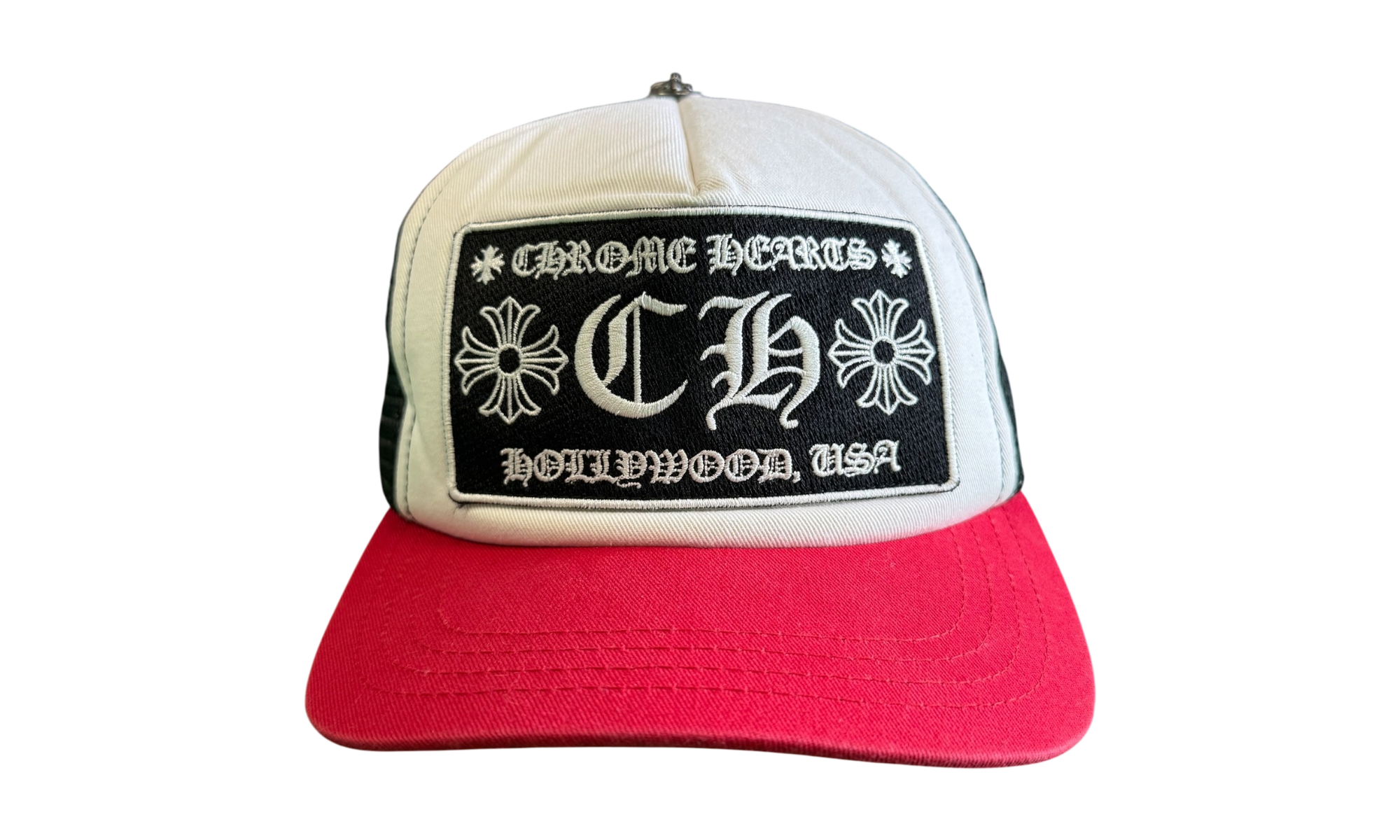 Chrome Hearts Red/Black/White CH Trucker Hat (PreOwned)