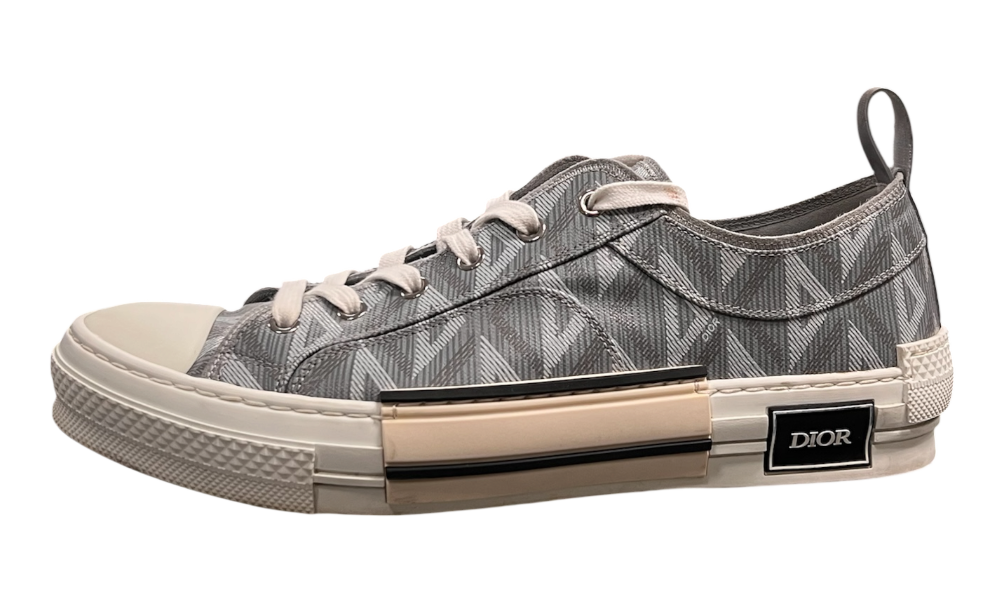 Dior B23 Low Top Gray CD Diamond Sneakers (PreOwned)