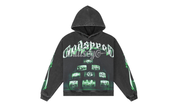 Godspeed Overstimulation 2025 Washed Black Hoodie