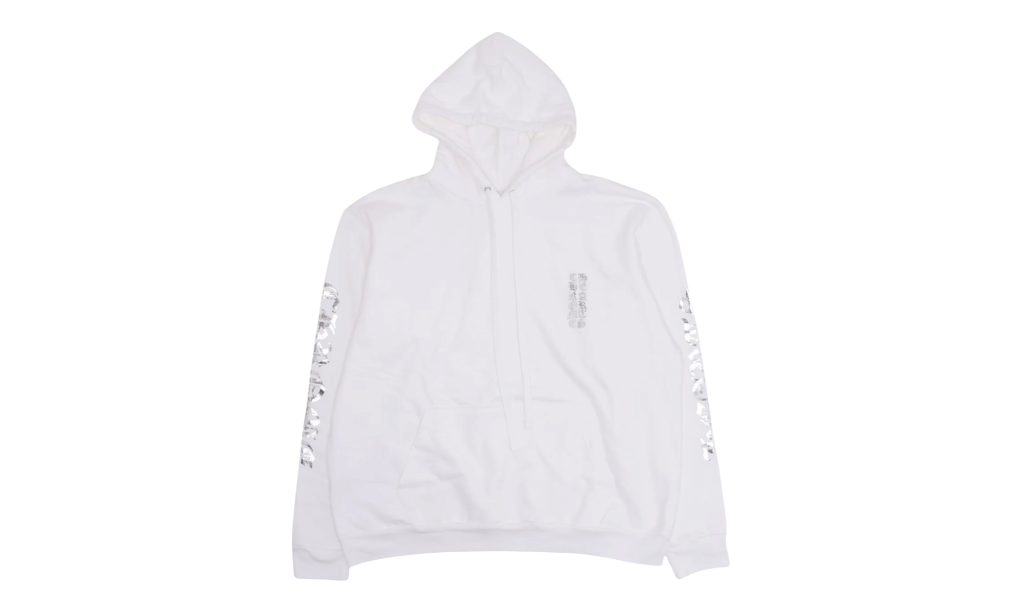 Chrome Hearts White Metallic Print Vertical Logo Hoodie