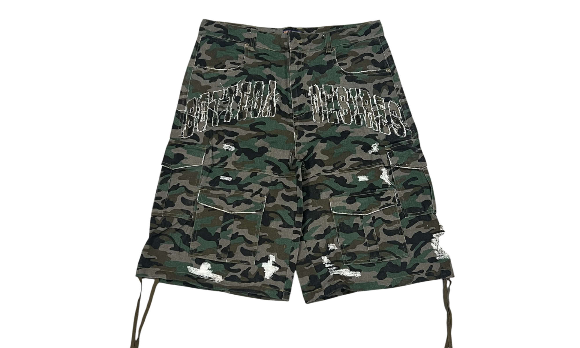 Bottega Desires Camo Cargo Shorts