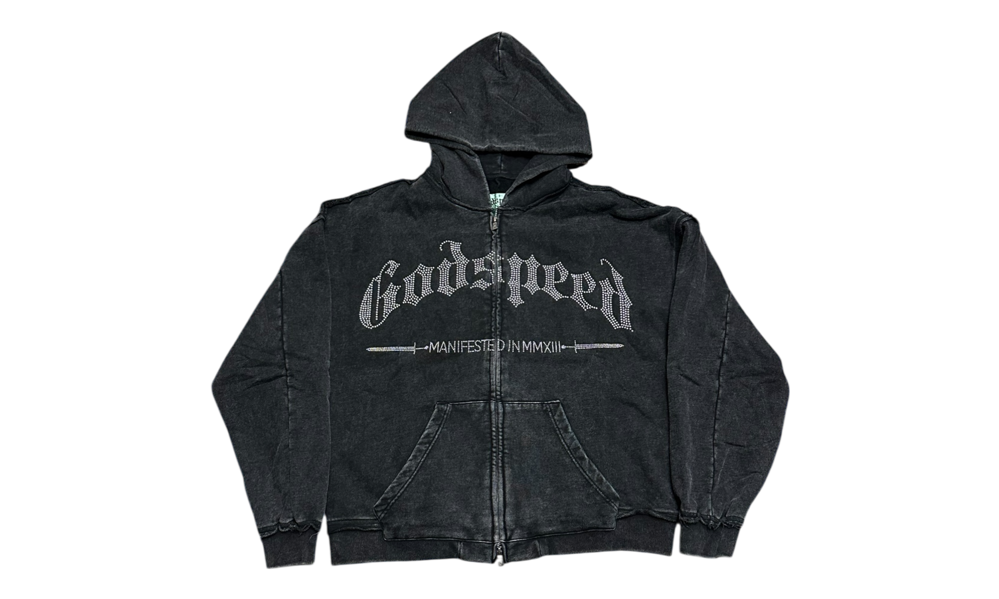 Godspeed Studded OG Logo Washed Black Hoodie