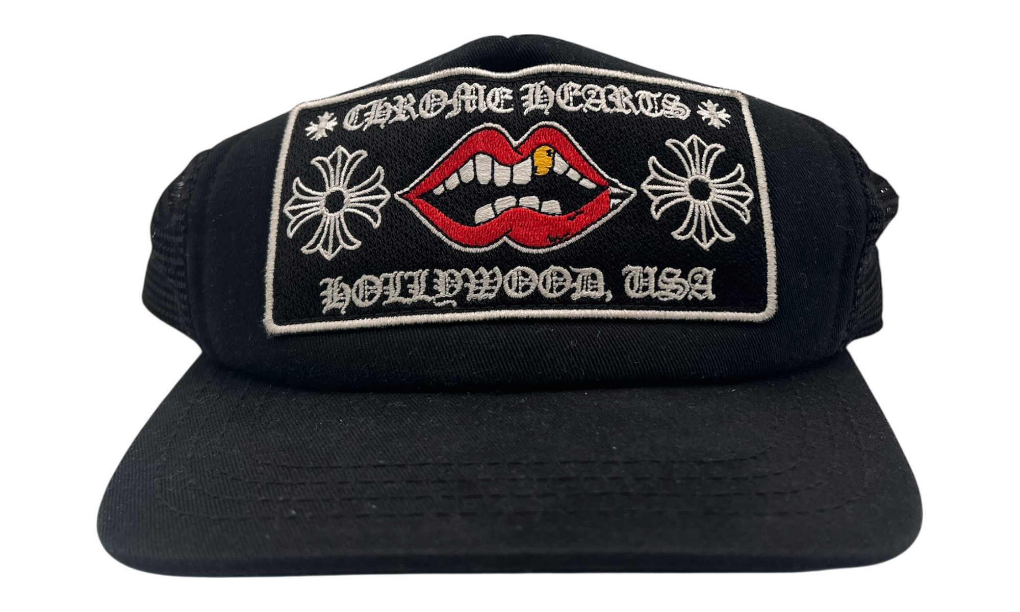 Chrome Hearts Matty Boy Hollywood Chomper Black Trucker Hat (PreOwned)