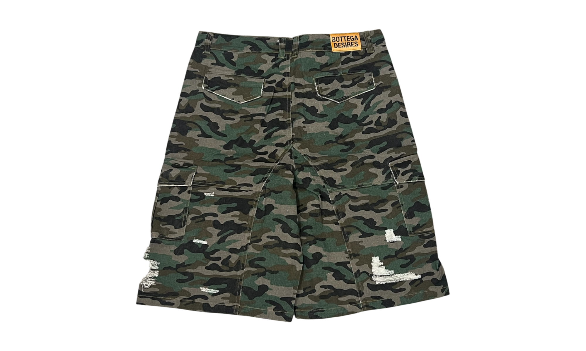 Bottega Desires Camo Cargo Shorts