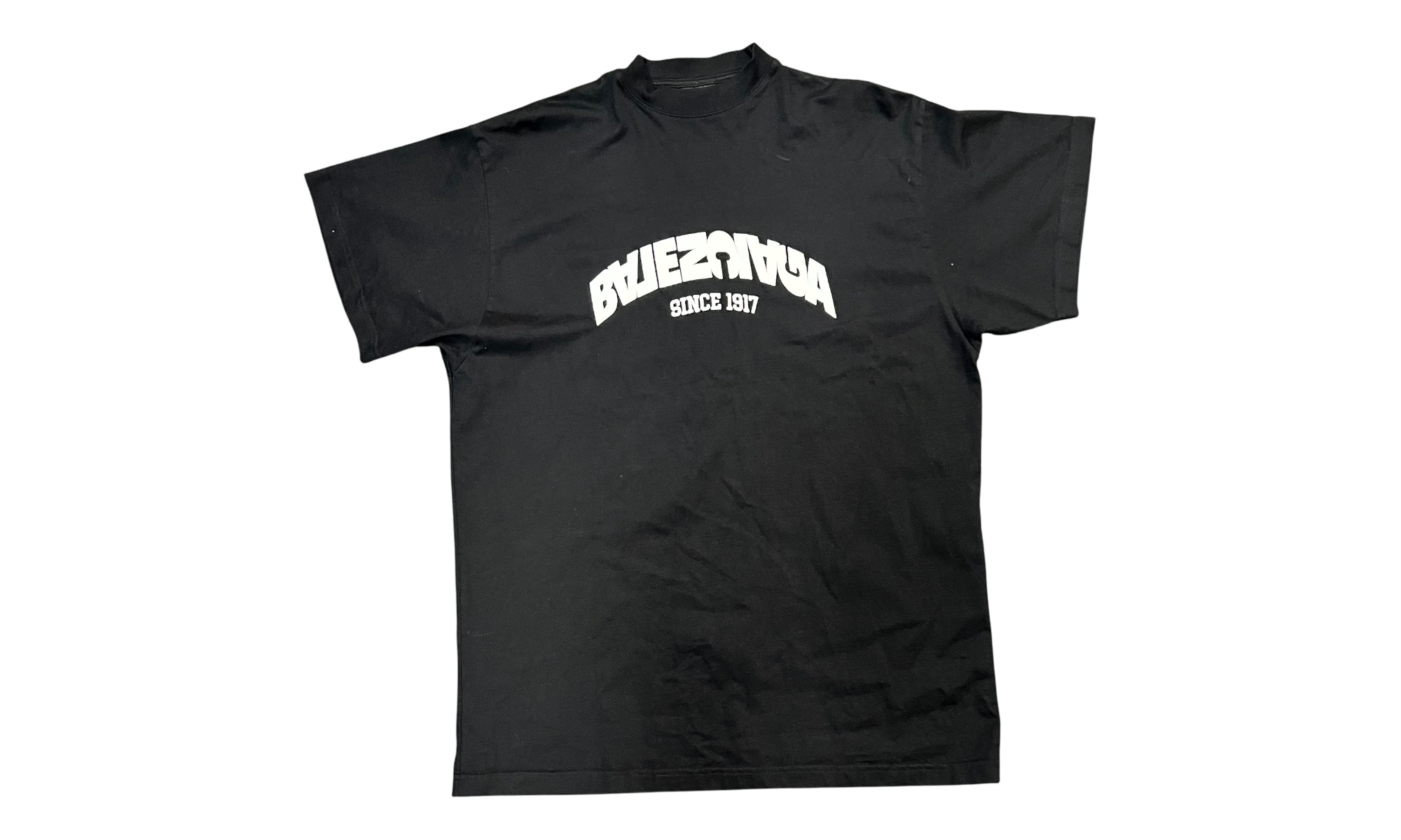 Balenciaga Embroidered Reverse Letter Log Black Tee (PreOwned)