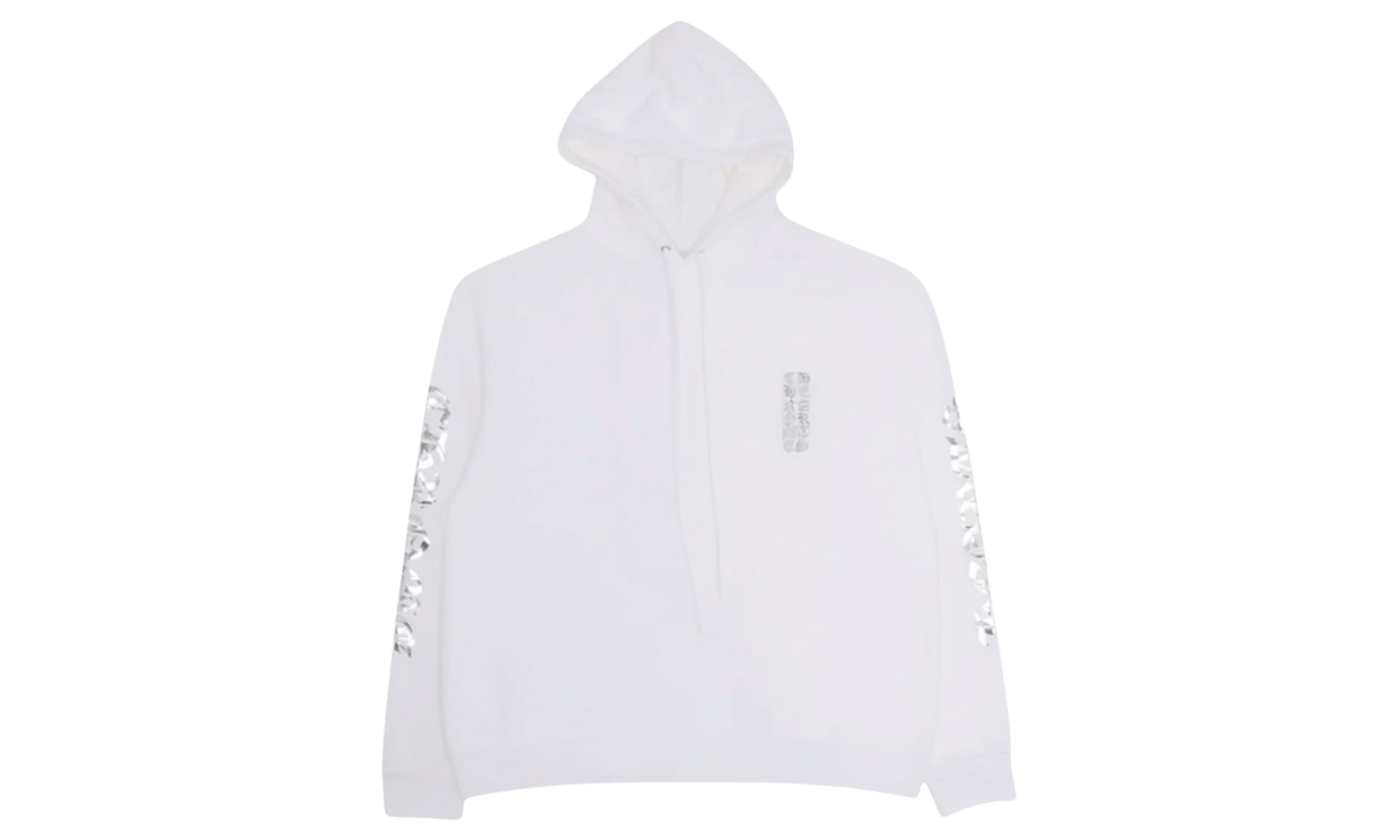 Chrome Hearts White Metallic Print Vertical Logo Hoodie