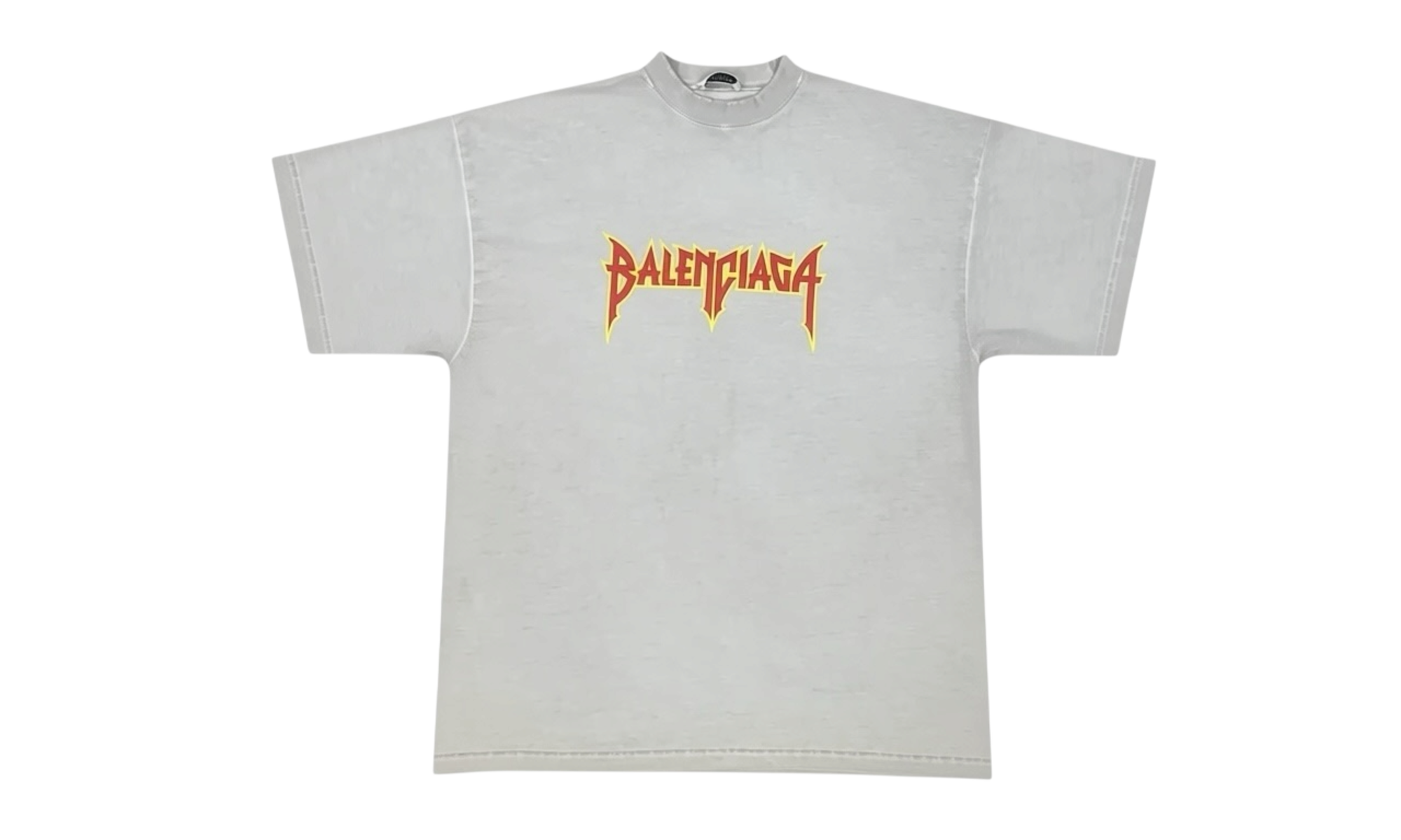 Balenciaga Metal Logo Distressed Grey T-Shirt (PreOwned)