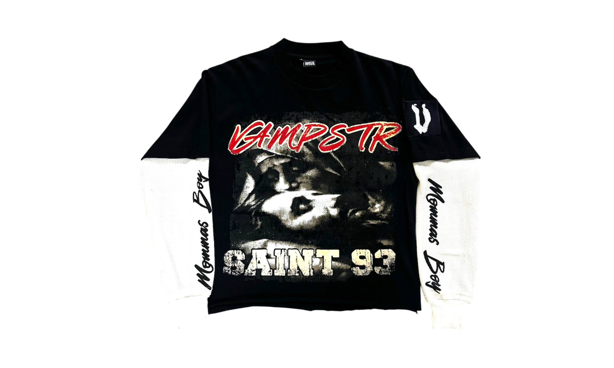 Vampstr Mommas Boy Thermal Black Longsleeve Black/Cream T-Shirt
