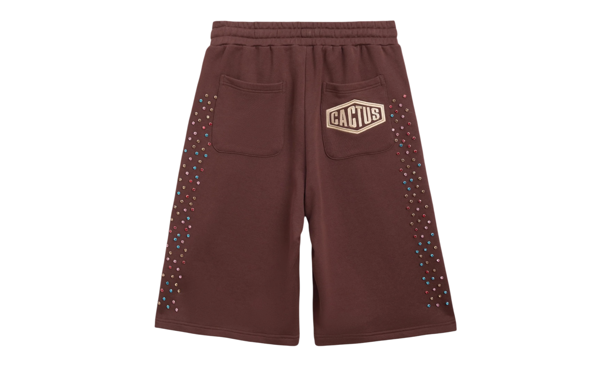 Azva Crystal Cactus Brown Sweat Shorts