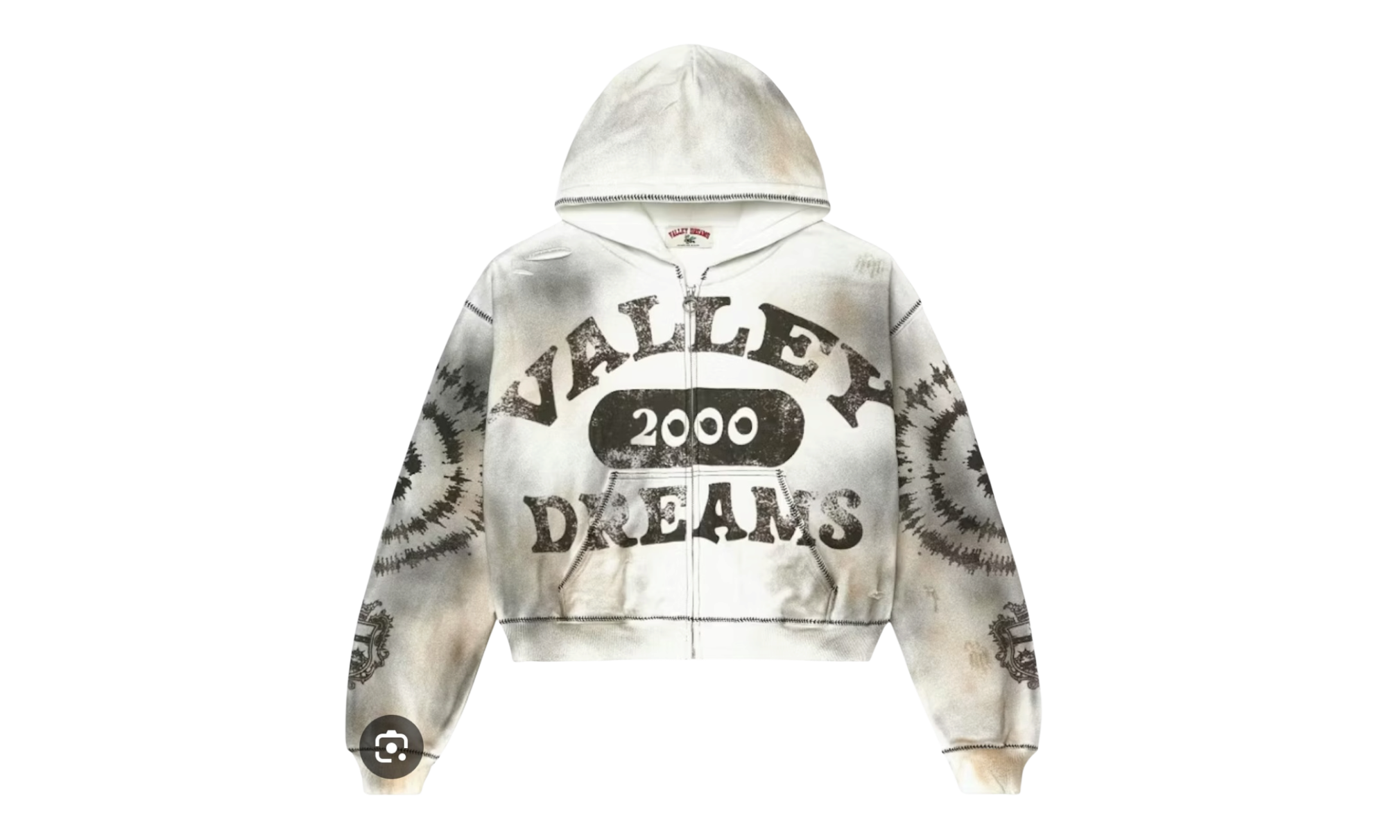 Vale Forever Spiral Zip Up Hoodie Dark White