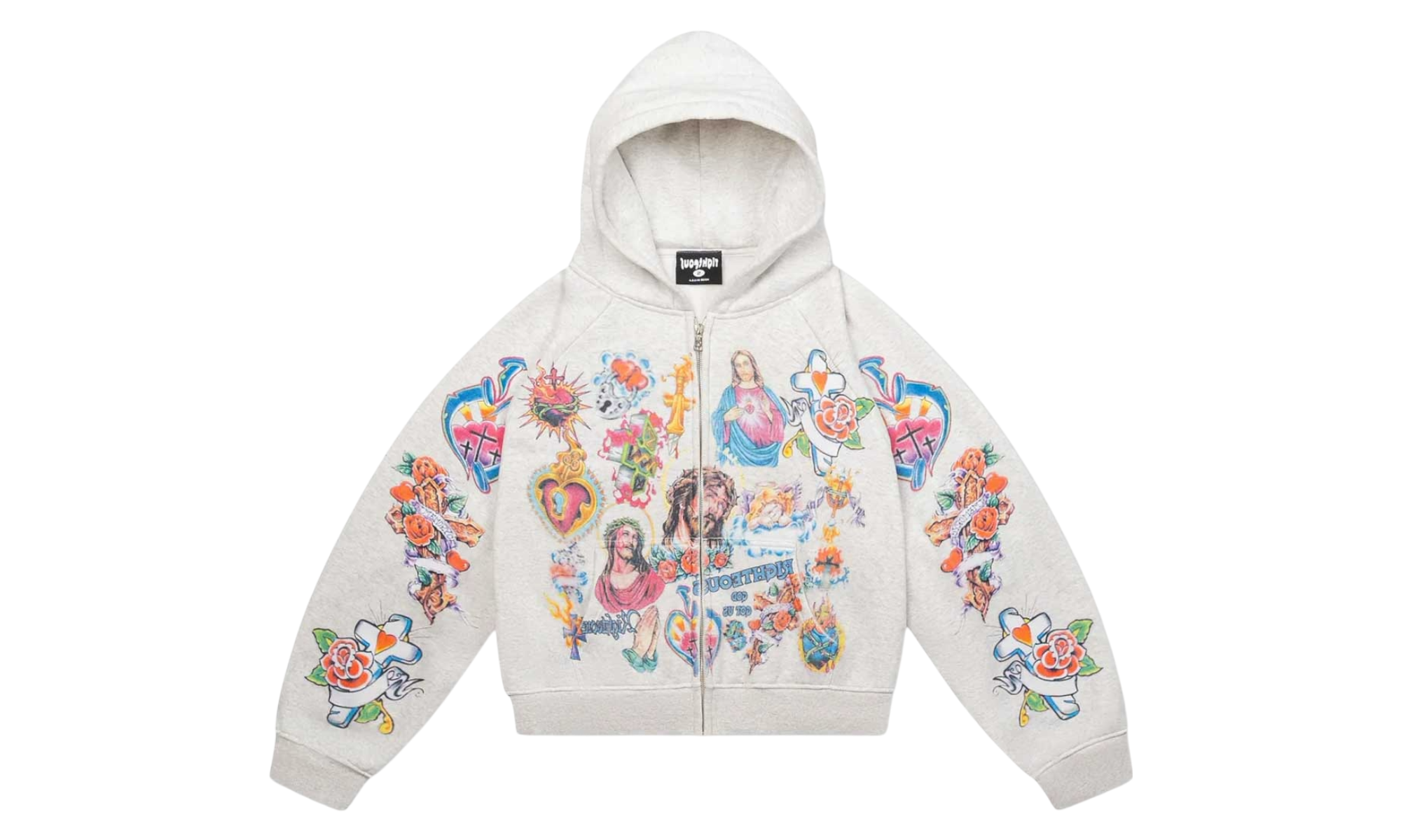 We Are Righteous Risen King Grey Cropped Zip-Up Hoodie