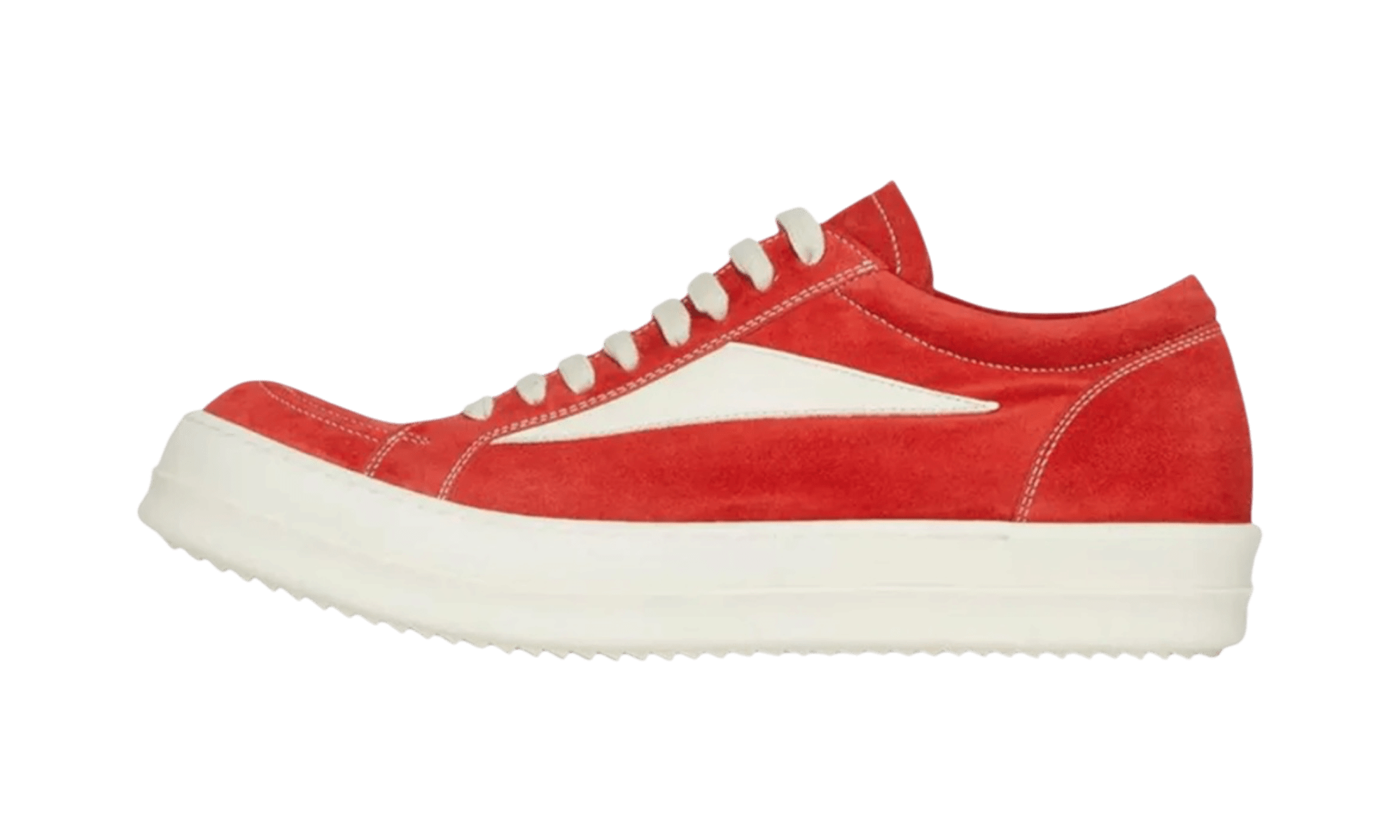 Rick Owens Red Suede Vintage Low Carnelian Milk Sneaker